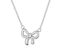 FOCALOOK Colgante Mariposa Mujer Acero Inoxidable 316L Collar Simple Básico Lazo Conexión Joyería de Moda Regalo Madre Hija Pareja Cumpleaños Graduación