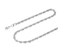 FOCALOOK Collar Cuerda Trenzada Hombre Cadena Fina Delgada Soga Acero Inoxidable 316L 3mm 30 Pulgada Regalo Cumpleaños Joyería Simple Cuello