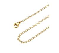 FOCALOOK Collar Rolo Mini Belcher Oro 18K 2mm Cadena Redonda Delgada Acero Inoxidable 316L Mujer 50cm Joyería Simple de Moda Regalo Cumpleaños Aniversario