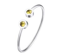 FOCALOOK Joyería Deliciosa Mujer con Piedra Redonda Topacio Amarillo de Noviembre Brazalete Fino Acero Inoxidable Mano Regalo Pareja Joyerías Minimalistas para Valentín