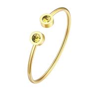 FOCALOOK Joyería Deliciosa Mujer con Piedra Redonda Topacio Amarillo de Noviembre Brazalete Fino Dorado Acero Inoxidable Mano Regalo Pareja Joyerías Minimalistas para Valentín