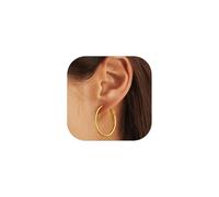 FOCALOOK Pendientes Aros Pequeños 30mm Oro 18K Mujer Acero Inoxidable 316L Aros Finos 2mm Regalo Cumpleaños Aniversario