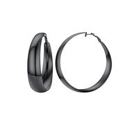 FOCALOOK Pendientes Negros Mujer Acero Inoxidable 316L Aros Anchos Grandes 40mm Hoop Earings Piercing Oreja Joyería de Moda Madre Pareja