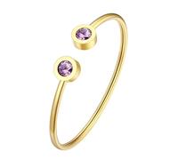 FOCALOOK Pulsera Deliciosa Mujer Acero Inoxidable con Piedra Sintética Alejandrita Lila de Junio Brazalete Fino Abierto Dorado Regalo Precioso Joyerías Minimalistas de Moda Día Valentín