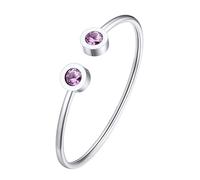 FOCALOOK Pulsera Deliciosa Mujer Acero Inoxidable con Piedra Sintética Alejandrita Lila de Junio Brazalete Fino Abierto Regalo Precioso Joyerías Minimalistas de Moda Día Valentín
