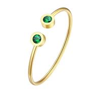 FOCALOOK Regalo Cumpleaños Pulsera Mujer Oro 18K con Circonita Esmeralda Verde Sintético Piedra Brillante de Nacimiento Mayo Brazalete Fino con Piedras Brillantes Joyerías Simples