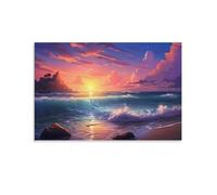 FOCCAR Colorido paisaje marino impresiones arte de pared moderno océano atardecer paisaje mar paisaje póster decoración de pared para decoración del hogar obras de arte