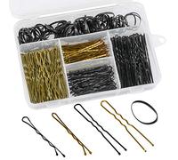 FOCCTS 300PCS Horquillas para el Pelo,Horquillas Pelo,Horquillas para el Pelo Mujer,Horquillas y Gomas para el Pelo,Horquillas de Clips,con Caja de Almacenamiento(Dorado,Negro,Marrón)