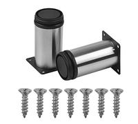 FOCCTS 4 Pcs Patas para Muebles Ajustables de Acero Inoxidable, Diámetro 50 mm/Altura 100 mm, Patas de Mesa Redondas para Sofá, Gabinete De TV, Escritorio, Gabinete de Cocina con 16 Tornillos