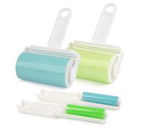 FOCCTS 4PCS Rodillo Quita Pelusas Removedor Pegajoso de Pelusa Lavable y Reutilizable Sticky Picker Cleaner con Tapa Quita Pelusas Adhesivo para Pelo de Mascotas,Ropa,Alfombras,Alfombras de Coche