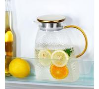 Focenat 1,8 L Jarras Agua Cristal,Jarra de Vidrio de Borosilicato Alto con Tapa,Jarra de Agua con Tapa Puerta de la Nevera,Jarra agua Frigorifico,para Zumo,Leche y Otras Bebidas Frías y Calientes