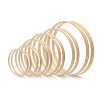 Focenat 12 Piezas Anillos de Madera de Bambú, 8/10/13/15/18/20 cm, Aros de Madera Macramé para Atrapasueños, Corona de Boda y Manualidades para Colgar en la Pared