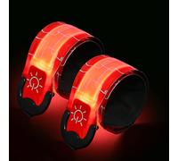 Focenat 2 Piezas Brazalete LED Recargable, Banda Reflectante Running con 3 Modos de iluminación Alta Visibilidad, Brazalete Reflectante para Correr, Senderismo y Ciclismo (Rojo)