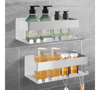 Focenat 2 Piezas Estanteria Baño sin Taladro,Estante baño sin taladro,Estanteria Ducha Acero Inoxidable,Repisa baño adhesiva,para Champú y Gel
