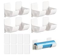 Focenat 4 Pares Soporte Papel Aluminio Estantería Colgante, Organizador Papel Aluminio y Film, Autoadhesivo, Blanco, Caja de Almacenamiento Montada en Pared para Cocina, Armarios, Frigoríficos