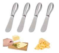 Focenat 4 Piezas Cuchillo de Mantequilla, Esparcidor de Mantequilla, Cuchillo de Queso, Cuchillos de Untar Acero Inoxidable para Mantequilla, Mermelada, Nata, Tarta, Queso, Frutas, Verduras