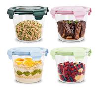 Focenat 4PCS Recipientes de Cristal con Tapa, 710ML, Recipientes Herméticos para Alimentos, Fiambreras Reutilizables, Meal Prep Containers para Microondas