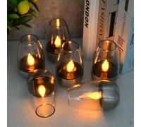 Focenat 6pcs Velas led efecto llama,Velas led exterior,Velas led recargables,Velas de té LED parpadeantes,Velas de té solares sin llama,Velas solares,para exteriores,jardín,terraza,balcón,decoración