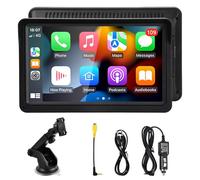 Focenat 7 Pulgadas Portátil Radio Coche,Portátil Pantalla Táctil Reproductor Bluetooth,Radio Coche para Carplay Inalámbrico y Android Auto,con Bluetooth Manos Libres/GPS/AUX/FM Transmisión