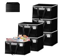 Focenat 93L Bolsas Mudanza, 6 Piezas Bolsas de Mudanza con Cremallera y Asa, Impermeable Grande Bolsa de Almacenamiento, Organizador de Ropa, Bolsa Extra Grande para Mudanza y Viaje (Negro)