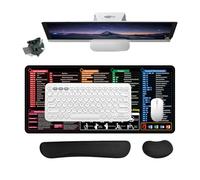 Focenat Alfombrilla Ratón XXL 900x400mm con Atajos Excel - Alfombrilla Escritorio Antideslizante e Impermeable - Sottomano Teclado con Bordes Cosidos para Oficina y Hogar (Alemán)