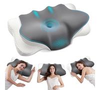 Focenat Almohada Cervical de Espuma Viscoelastica Memoria, Almohada Ortopedica, Almohada para el Cuello, Almohadas Ergonómico de Soporte para Dormir de Lado y Boca Arriba y Boca Abajo, 64x36x9/12 cm