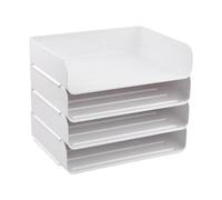 Focenat Bandeja Escritorio Apilables, 4 Niveles Cestas de Correo, Archivador Papeles Escritorio, Bandeja Plástico para Oficina, Organizador Escritorio A4 para Oficina Hogar Escuela, 31.5x24.5x26.7CM
