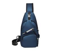 Focenat Bolsa de Pecho para Hombres, Bandoleras Pequeñas con puerto de carga, Bolso de Hombro Mochila de Viaje, Bolsos Cruzados de Pecho Impermeable Sling Bag para Acampar Deportes Senderismo (Azul)