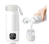 Focenat Calienta Biberones Portátil, Calentador Recargable de Leche, Calentador de Biberones Inalámbrico para Agua o Leche Materna, 17oz/500mL, Batería 11000mAh, Rápido Calentamiento, Control Preciso