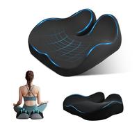 Focenat Cojín Coxis Ortopédico Viscoelástico - Alivio de Dolor en Cadera y Lumbar - Funda Lavable Antideslizante - Cojín Ergonómico de Gran Tamaño para Silla Oficina, Ruedas, Coche y Gaming (Negro)