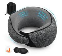 Focenat Cojin Cuello Viaje,Almohada Avion,Almohada Viaje Cuello,Almohada Cuello Viaje,Cojin Avion Cuello,Travel Pillow,con Máscara de Ojos 3D,Tapones y Bolsa,para Oficina Viajar