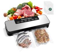 Focenat Envasadora al vacío, Embasadoras vacio alimentos, Vacuum sealer, Sellado de un solo toque, con 20 bolsas de vacío, con Potente Succión 65 Kpa y 4 Modos, para secos y húmedos