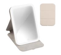 Focenat Espejo Maquillaje con Luz LED Espejo Tocador Táctil Ultra Alta Definición Recargable Espejo con Luces para Maquillaje Cosméticos Portatil Espejo de Maquillaje de Viaje con Iluminación (Crema)