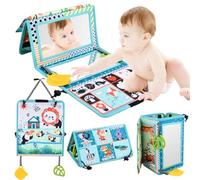 Focenat Espejo Montessori Plegable - Libro Interactivo de Tela Sensorial con Mordedor y Patrón de Contraste para Niños 0-18 Meses