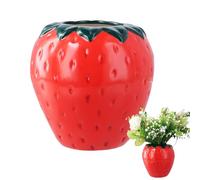 Focenat Fresa Jarrón Rojo, Jarrón de Cerámica de Fresa, Florero Fresa Deco, Decorativos Jarrón Modernos, Jarrón de Mesa para Sala de Estar, Dormitorio, Oficina, Bodas, Fiestas, 15x15CM