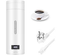 Focenat Hervidor Agua Electrico Pequeño, Hervidor de Viaje Portátil, Mini Taza de Calefacción, 3 en 1 Taza de Agua Eléctrica, Temperatura Ajustable, Apagado Automático para Té, Leche, Café (Blanco)