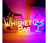 Focenat Insegna Luminosa LED Bar Neon, Pannello Acrylico 38x23cm con Catena e Gancio Adesivo, USB con Regolazione Luminosità, Decorazione per Parete Bar Pub Club Ristorante Casa (Neon-B)