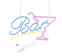 Focenat Insegna Neon Bar LED, Panel Acrílico 38x23cm con Cadena y Gancho Adhesivo, USB Luci Con Ajuste de Brillo, Decoración de pared Bar Pub Club Restaurante Hogar