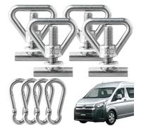 Focenat Juego 4 Anillos De Amarre, Anillas De Acero Inoxidable, Ojales De Amarre para Rieles, Tornillos Sujeción Carga, Tornillos en T, compatibles con VW T5 T6 Multivan