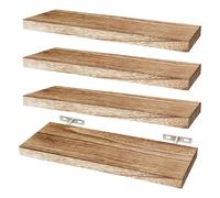Focenat Juego de 4 Estante Flotante Madera,Baldas Pared de 40 cm,Estantes de Pared de Madera de Paulownia,Estanterias Decorativas Pared,Baldas Flotantes Pared,para Baño,Dormitorio,Oficina,Salón,Cocina