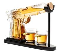 Focenat Juego Decantador de Licores, Vasos de Whisky, Decantador de Whisky Creativo, Juego de Decantadors de Whiskys con 2 Vasos para Vodka/Ron, Regalos para Hombres