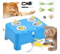 Focenat Juguete Automático para Gatos 2 en 1, Juguete Interactivo para Gatos, Juguetes para Gatos Recargable, Ratón de Juguete eléctrico para Gatos (Azul)