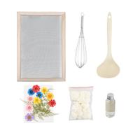 Focenat Kit de Fabricación de Papel para Manualidades de Papel, Marcos de Madera para Hacer Papel Reciclado con Pulpa Deshidratada, Flores Secas, Cuchara, Batidora, Purpurina, Cola de Papel