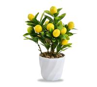 Focenat Mini Limonero en Maceta, Pequeño Bonsái Amarillo, Decoración de Plantas Artificiales para Hogar, Jardín y Granja