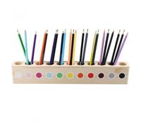 Focenat Portalápices de Madera 41x5x7cm, Organizador de Lápices, Porta Lapices para Escritorio, Soporte para lápices, Desk Contenedor, Organizadors de escritorio infantil para Oficina, Escuela, Hogar