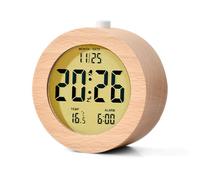 Focenat Reloj Despertador Digital de Madera,Despertador Digital con Pantalla LCD,Reloj Mesita de Noche,con Pantalla LED Digital,Calendario,Temperatura y Fecha,para Dormitorio,Oficina,Salón