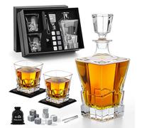 Focenat Set de Regalo de Whisky, Decantador de Whisky, Decantador 800ml, 2 Vasos de Whiskey, 8 Piedras de Whisky, Vasos y Jarra de Whisky para Bourbon Scotch Martini Coñac Cóctel, Regalo Hombre