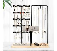 Focenat Soporte para Joyas con Bandeja, Expositor de Joyas, Organizador de Joyas, Expositor de Pendientes, Soporte de Joyería para Collares Pulseras Anillos Pendientes