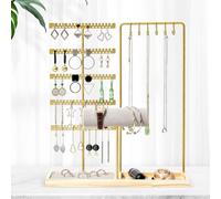 Focenat Soporte para Joyas con Bandeja, Expositor de Joyas, Organizador de Joyas, Expositor de Pendientes, Soporte de Joyería para Collares Pulseras Anillos Pendientes