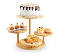 Focenat Soporte para Tartas de 4 Niveles, Soporte para Cupcakes de Madera, Soporte de Exhibición para Tartas, Soporte para Pasteles, Postres, Donuts, Frutas y Pretzels, para Bodas Cumpleaños Fiestas